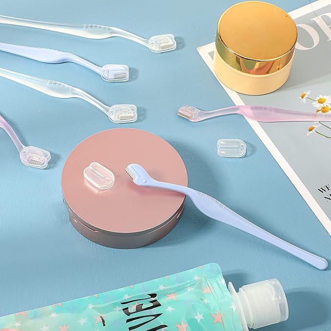 6Pcs Eyebrow Razor Mini Eyebrow Razor Trimmer Female Face Shaver Lip Hair Remover with Precision Cover Small Shaver for Women Makeup Face Care Tools(Clear, Clear Purple, Light Blue)