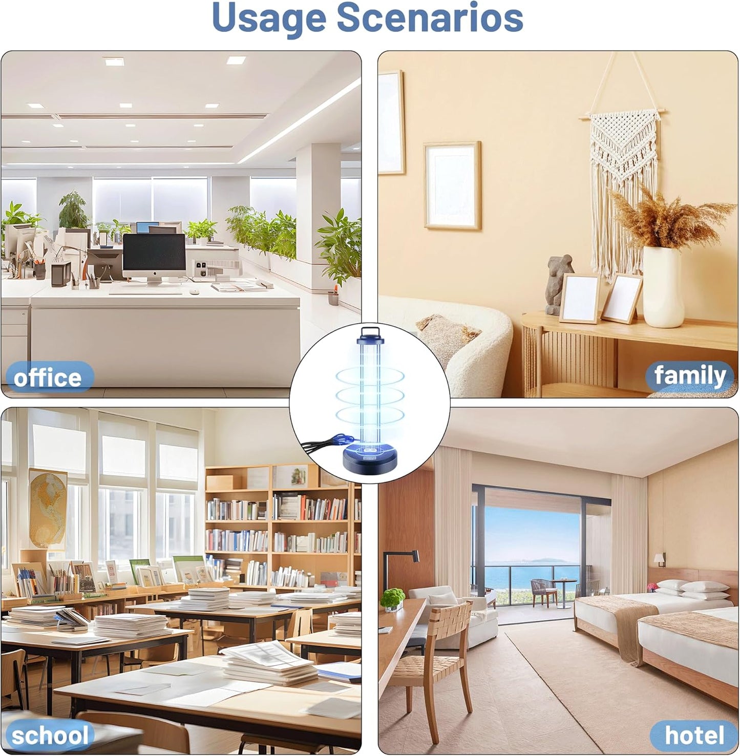 38W UV Sanitizer Light, Portable Ultraviolet Light with 3-Gear Timer and Remote Control, 110V, 99.99% UVC Ozone Free UV Lamp for Home, Office, Hotel, School