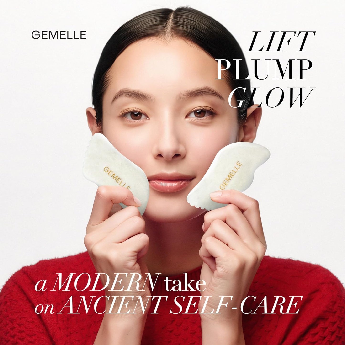 GEMELLE La Sculptante White Jade Gua Sha Facial Tool | Face & Body | 10x Award Winner | 5-Sided Gua Sha Stone for Face Sculpting, Lymphatic Drainage, Guasha Massage, Jawline, Puffiness, Firming, Gifts