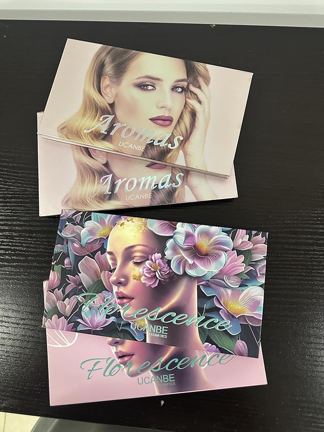 2Pcs Florescence + Aromas Eyeshadow Palette Makeup Set, Matte Shimmer Glitter Pressed Pearl All Highly Pigmented Blending Powder, Natural Velvet Texture Eye Shadow Kit