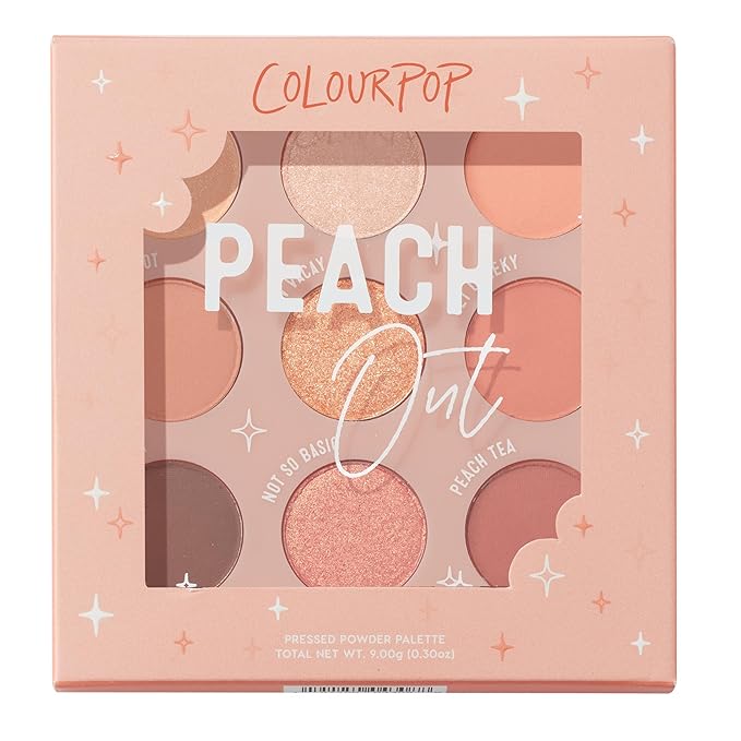 ColourPop Eyeshadow Palette - Eye Makeup Palette with Matte, Metallic, Matte Sparkle & Glitter Finishes - High-Pigment Eye Makeup with a Long-Wearing Formula - Peach Out (0.3 oz)