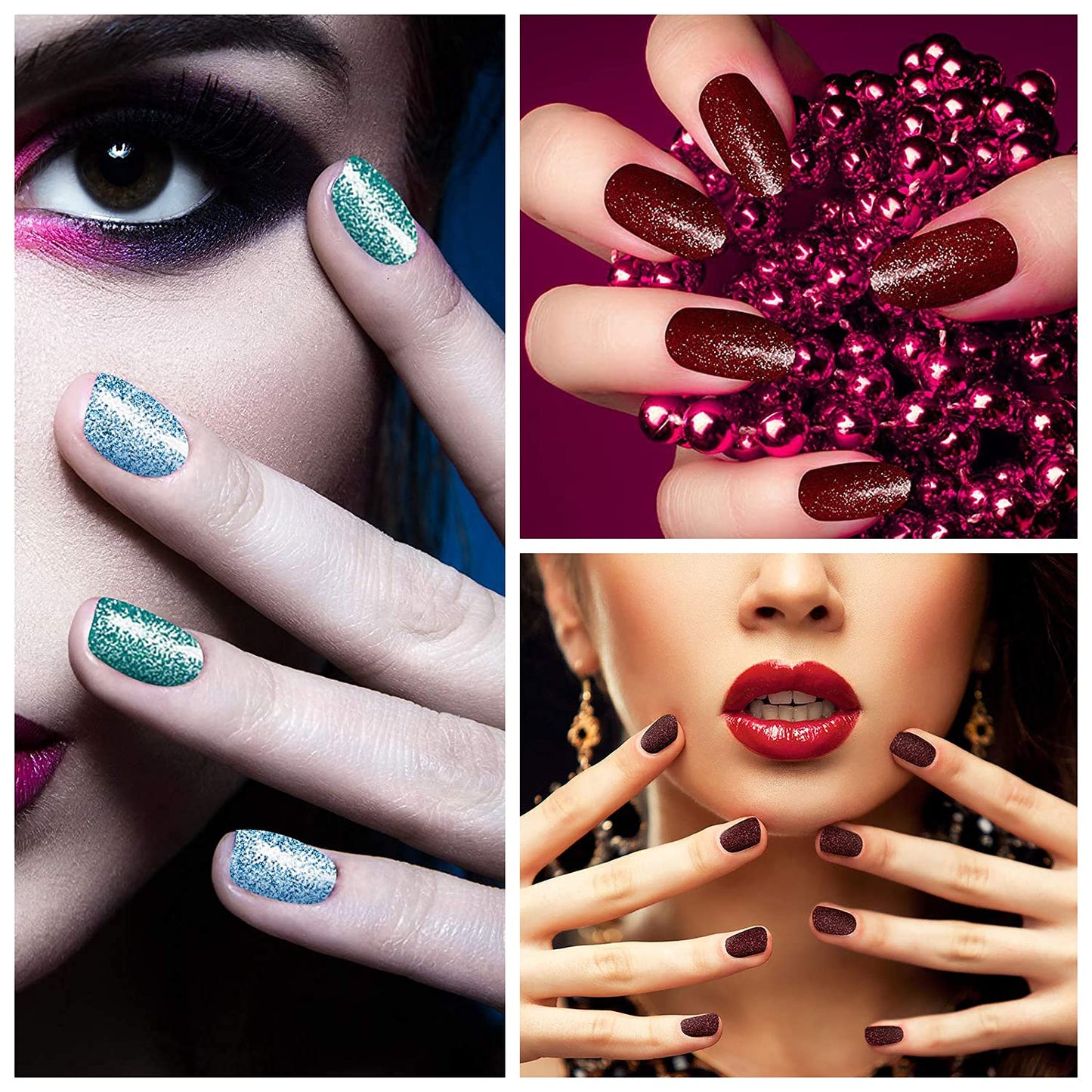 SILPECWEE 224 Pieces 16 Sheets Nail Polish Strips for Women Nail Polish Stickers Glitter Nail Wraps for Women Adhesive Nail Decals Gel Sticker Nails for Girls with File (Classy Glitter)