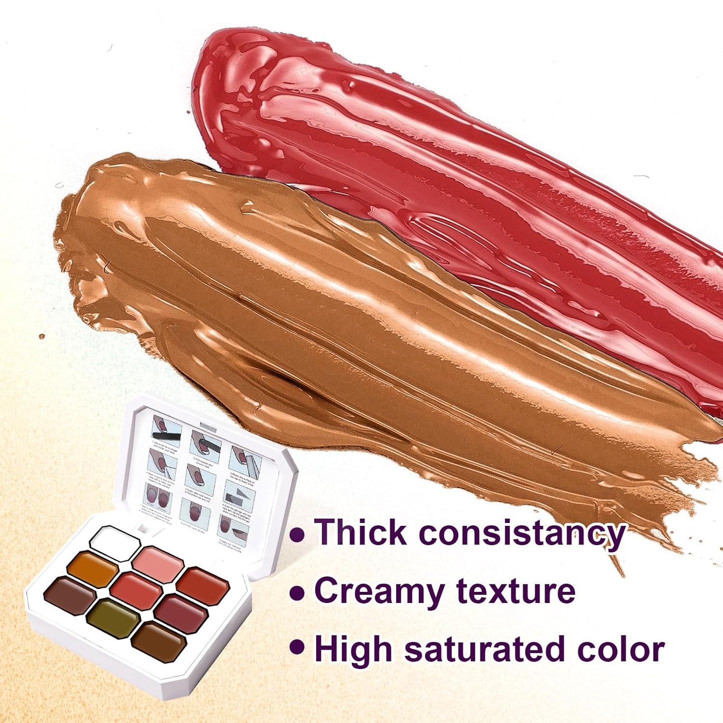 Gradient Painting Gel, 9 Colors Ombre Gel Nail Polish Dark Beown Green for Pigment Pat Aura Nails, French Manicure DIY Nail Art Long Lasting Soak od UV Home Salon Palette Ancient City