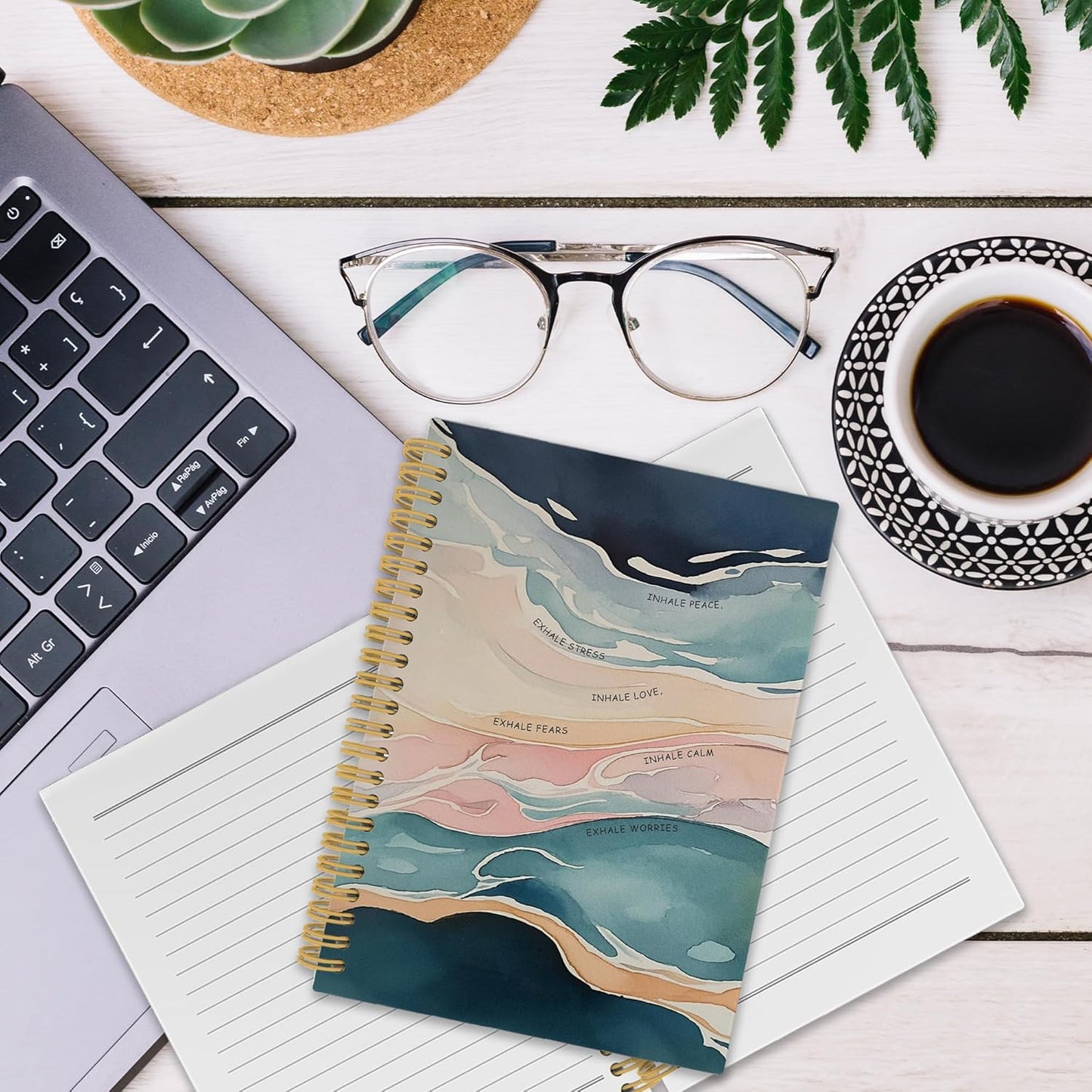 Mental Health Spiral Notebook, Inhale Exhale Calm Wellness Breathe Journaling Notebooks for Therapist Women, Motivational Hardcover Journals for Therapy Office 160 Pages 5.5 x 8.3 Inch