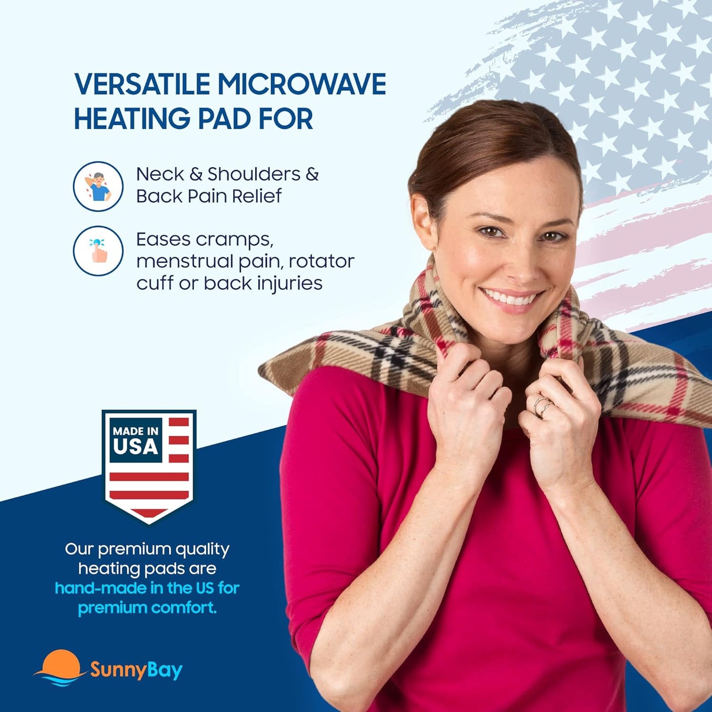 SunnyBay Extra Large Microwave Heating Pad, Microwavable Heavy Weighted Full Body Moist Hot Pack and Washable Fleece Cover, 10x24 Inches, 2.8 lbs (London)
