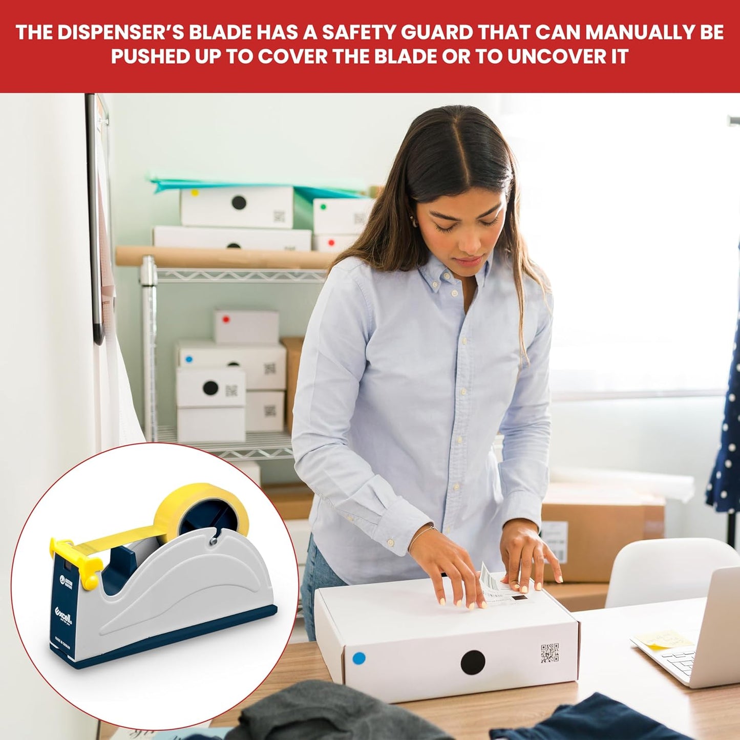 GGR Supplies ET-1170 Blue/Grey Premium Steel Desk Top Dispenser: 1 in. Wide (3 in. core). Manufactured by EXCELL