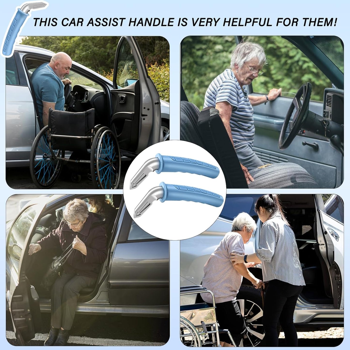 2 Pack Car Door Handle for Elderly Car Handle Assist Portable Vehicle Support Handle for Easy Sit to Stand Assistance Auto Cane for Seniors and Handicapped Supports Up to 450 Pounds