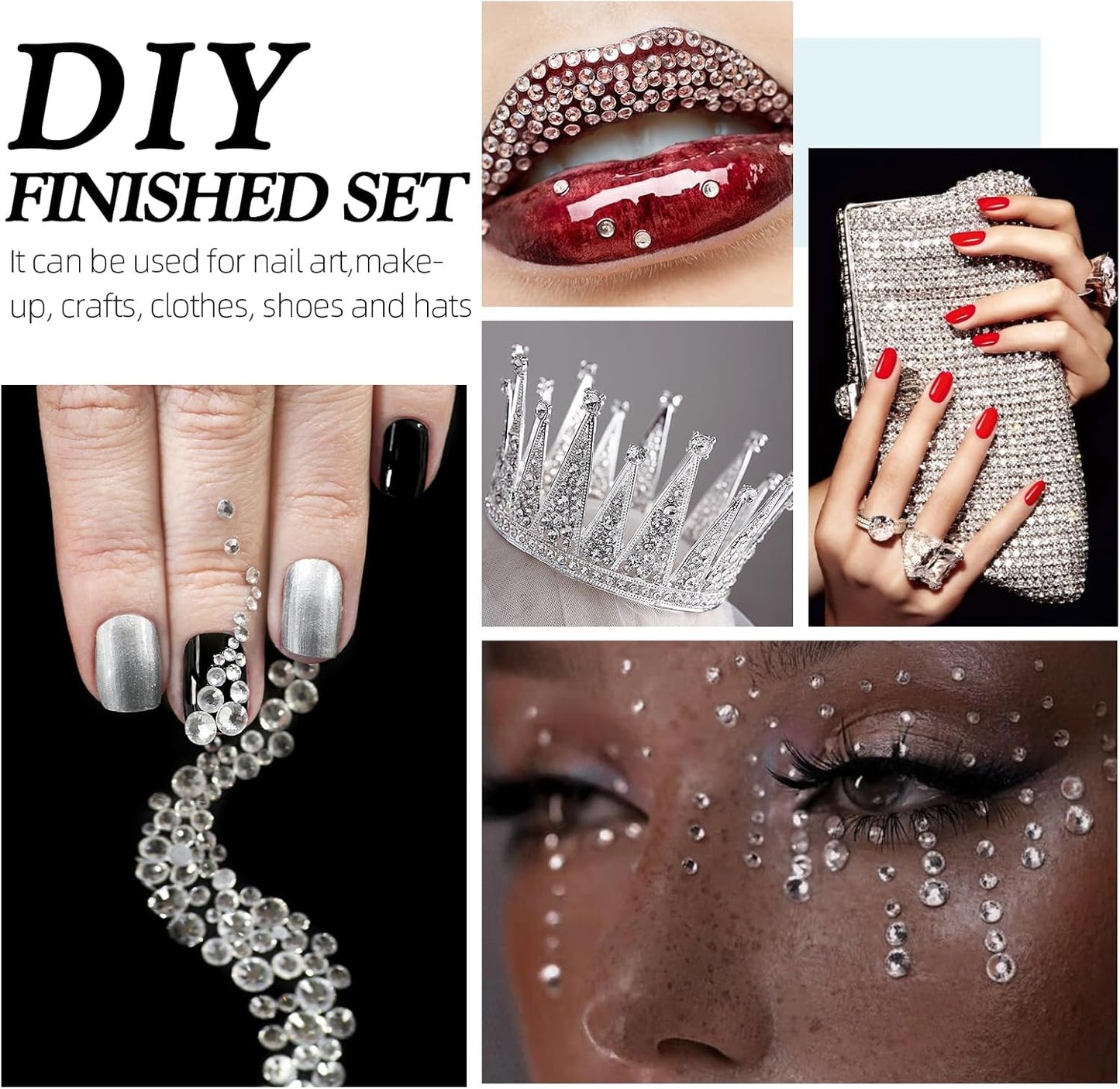 Crystal Clear Flatback Rhinestones, Glass Rhinestones for Nail Art and Craft, Glue Fix, Loose Crystal Gemstones(Crystal, SS8, 2880pcs, 2.3-2.5mm)