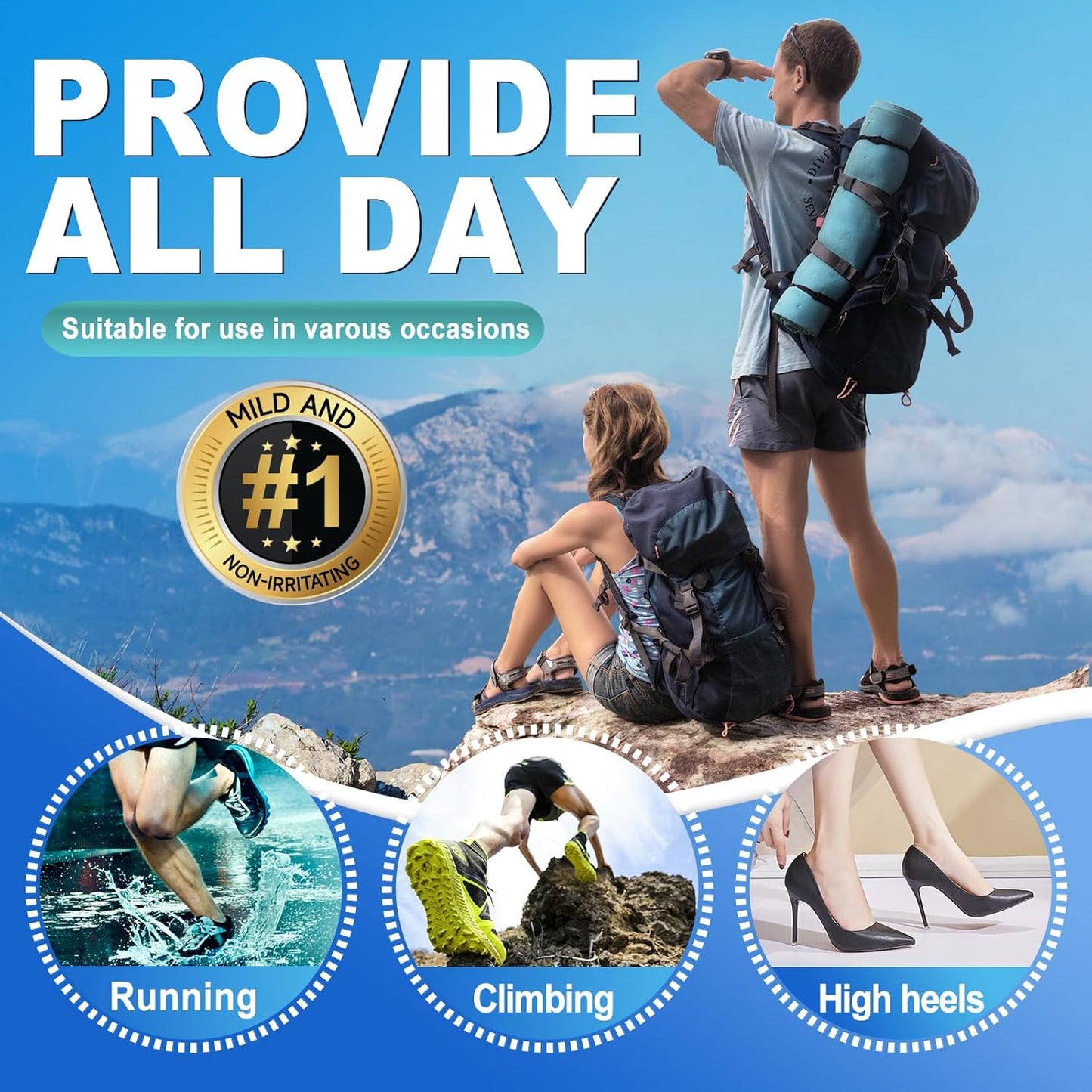 Arme Hydrocolloid Bandages, 120Pcs Gel Blister Bandages for Feet, Waterproof Blister Pads Blister for Prevention & Recovery, Blister Hydroseal Bandaids for Heel Toes Protection(4 Shape Variety Pack)