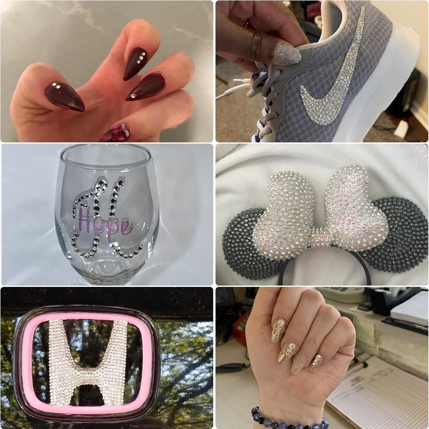 Multi Size 3mm 4mm 5mm Rhinestones Set for Nails Crafts Light Pink Non Hotfix Rhinestones Nail Gems Rhinestone Jelly AB&Round Flat Back Resin Rhinestone for Makeup Clothes Shoes Eyes Bottles Crafts