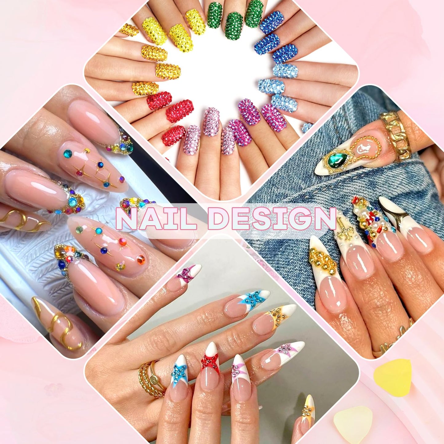 5000Pcs Small Resin Rhinestones for Nail Art with 15ML Rhinestone Glue, Colorful 2/3MM Flatback Bedazzling Gems, Nail Rhinestones and Gems Crystals Charms for Acrylic Tips Manicure Decor