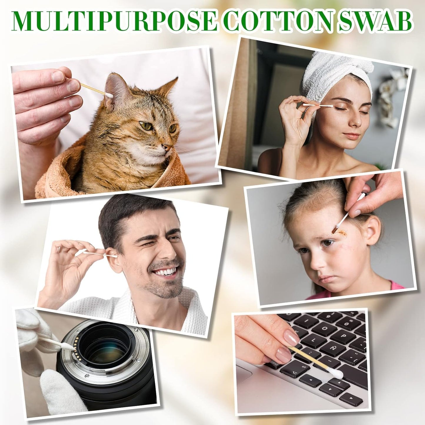 10000 Pcs Double Round Cotton Swabs with Wooden Sticks Bulk Cotton Buds Travel Size Ear Swabs for Ears Makeup Daily Cleaning Pet Care Arts Crafts