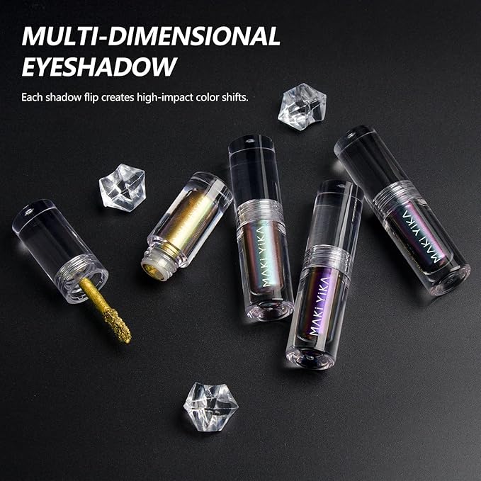 MAKI YIKA Glitter Eyeshadow Rose Pink Liquid Multichrome Eyeshadows Long Lasting, Metallic Chameleon Eye Shadow Smudgeproof Holographic Eye Topper Glitters (#5 Moonbow)