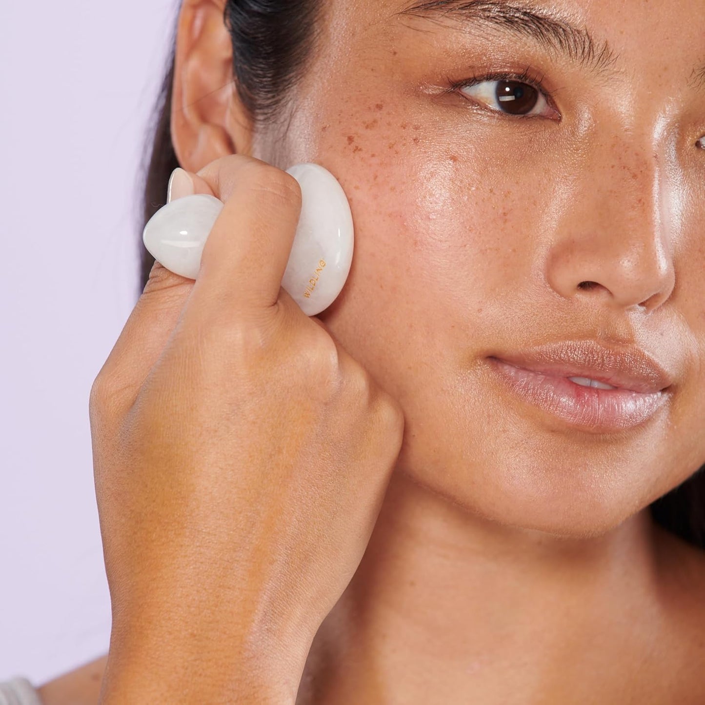 WILDLING Lumin Mushroom | Facial Massage Stone | Made with White Jade | Designed to Cool + De-puff + Calm the Skin | Perfect with Lumin Oil