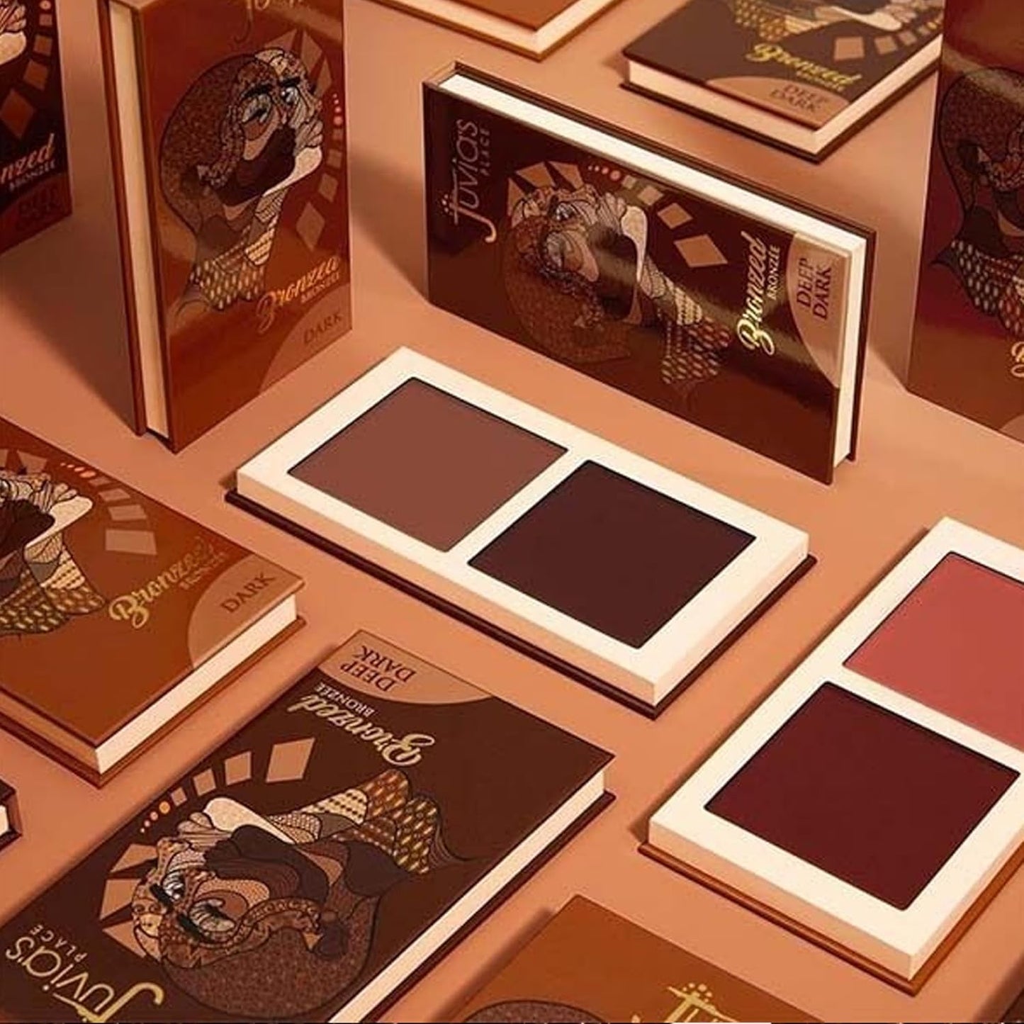 Juvia's Place Bronzed Duo Bronzer Medium - Soft Matte, Contour, Bronzer Pressed Powder, Long-Wearing & Buildable Bronzing Powder - Suitable for Medium Skin Tone