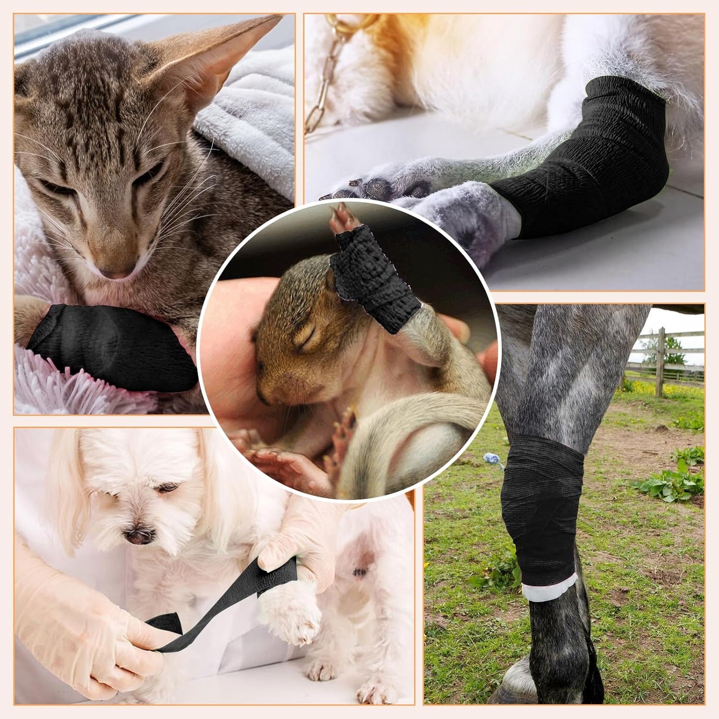 1"/2"/3" Self Adhesive Bandage Wraps, 9 Pack Black Self Adherent Cohesive Bandages Wrap for Wounds, Vet Wrap, Ankle Tape, Tattoo Tape Wrap, Medical Tape, Color Athletic Tape