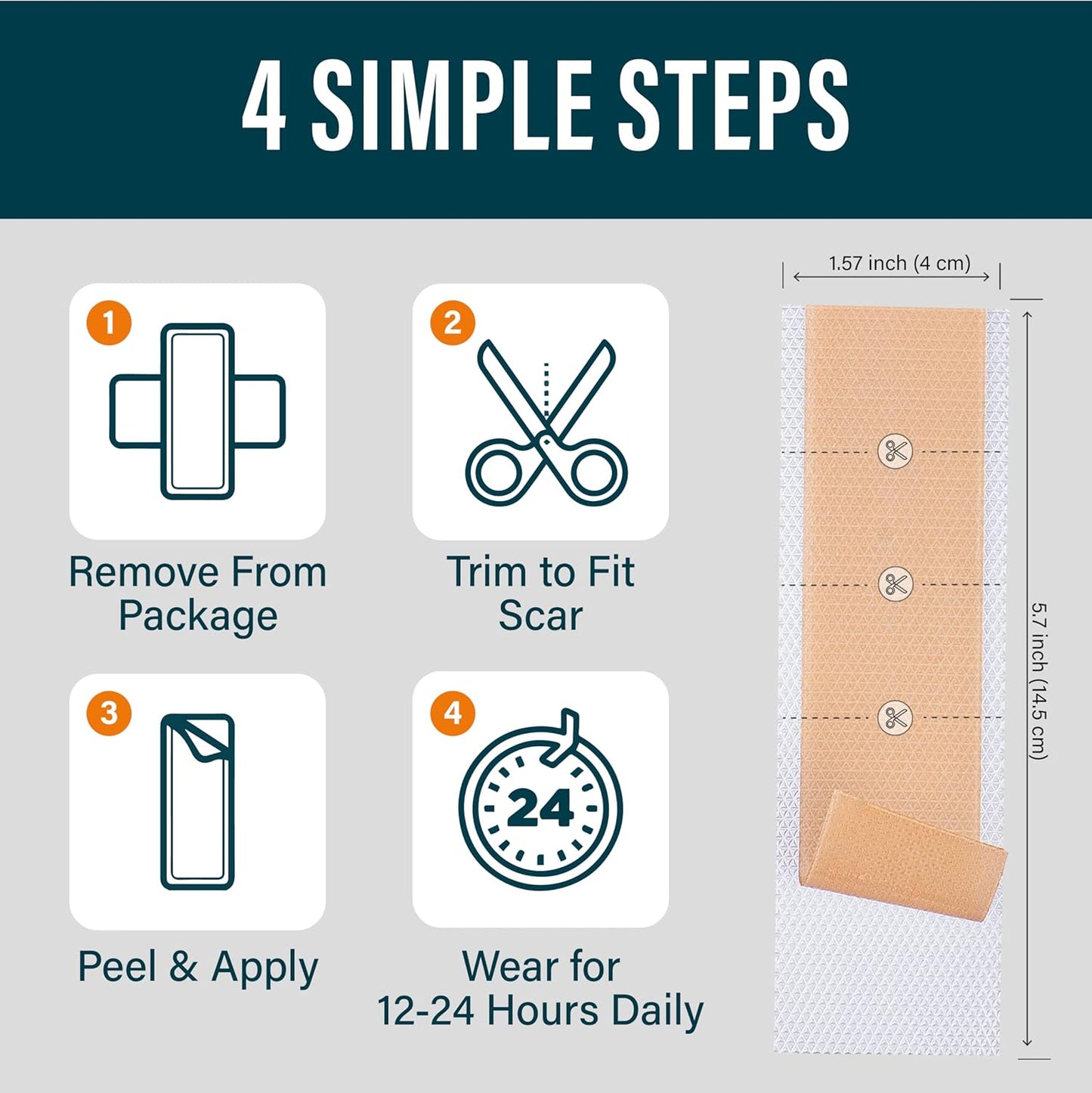 NUVADERMIS Silicone Scar Sheets – Extra Long Medical-Grade Scar Sheets for C-Section, Tummy Tuck, Keloid, and Surgical Scars – Reusable and Effective – 2 Packs of 4-8 Total Sheets