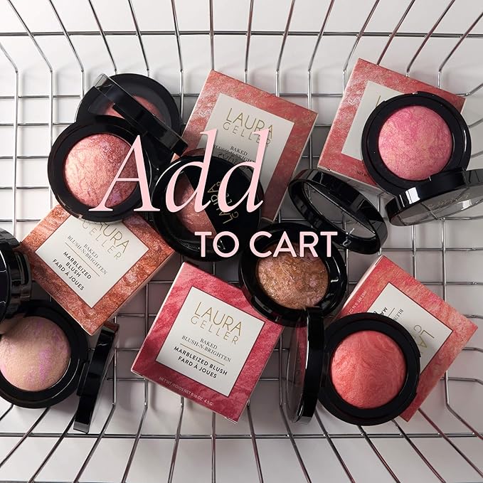 LAURA GELLER NEW YORK Baked Blush-n-Brighten Marbleized Blush for Cheeks - Cherry Custard - Natural Finish - Buildable Color