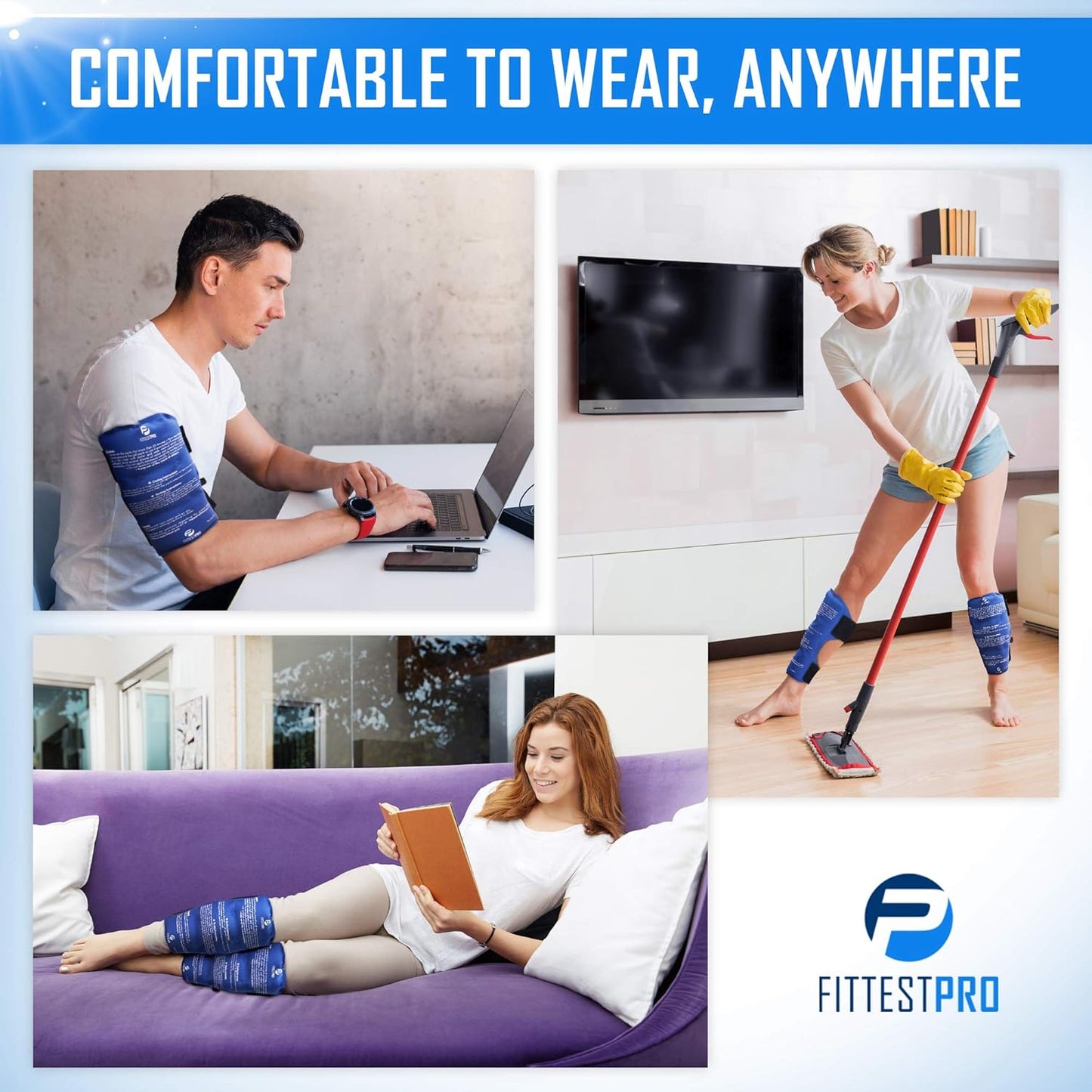 Shin Splint Ice Packs (XL Set of 2) Reusable Hot and Cold Therapy Wrap | Leg or Calf Pain Relief | Advanced Soft Gel Technology | Freezable and Microwavable | Running Injuries & Recovery