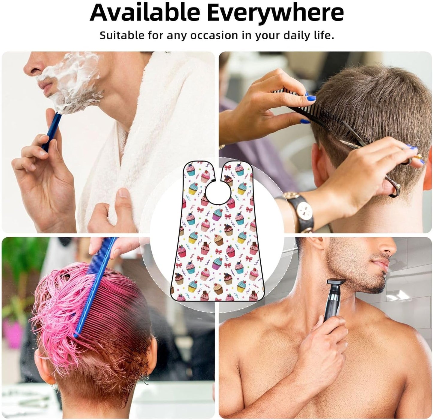 Waterproof Beard Trimming Bib, Non-Stick Hair Catcher for Men Shaving, Grooming Apron for Husband Dad, Sunmmer Colorful Ice Cream Cake Shave Bib