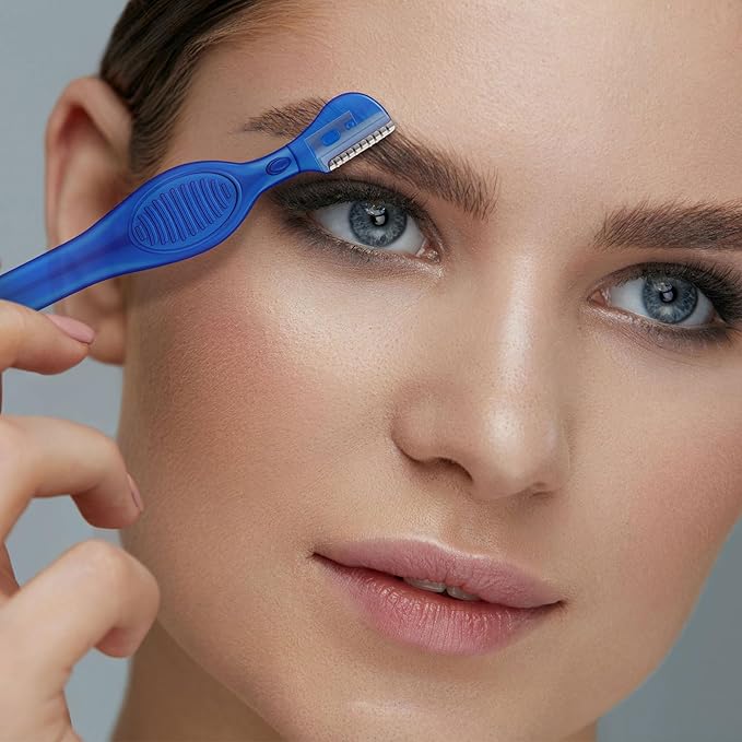 Mudder 28 Pcs Eyebrow Razor Knife Shaver Trimmer Shaver Multipurpose Exfoliating Tool Facial Hair Removal for Women Valentine Gift Giving(Blue,Royal Blue)