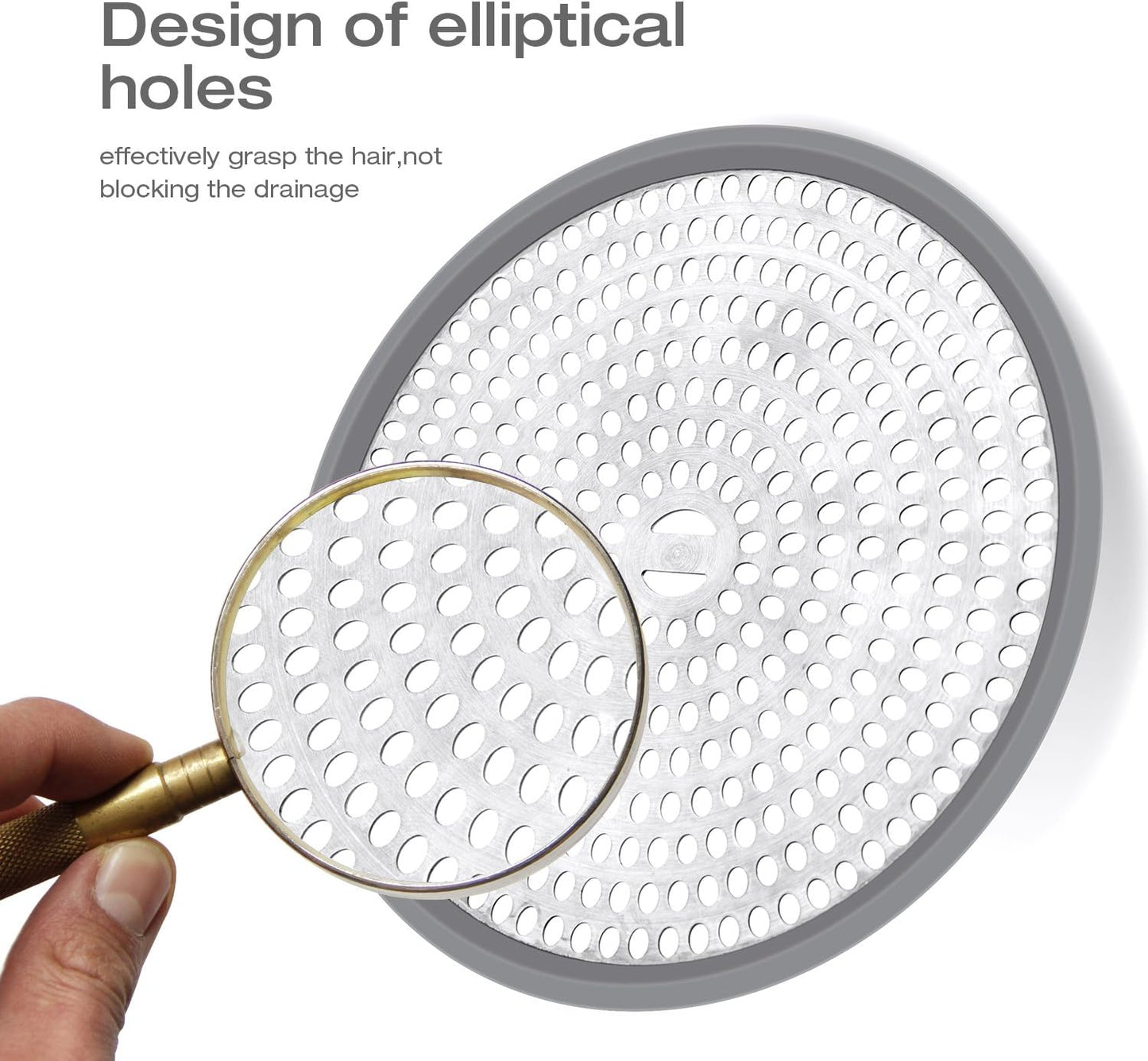 LEKEYE Shower Hair Catcher Drain Protector Strainer-Steel & Silicone 2 Pack