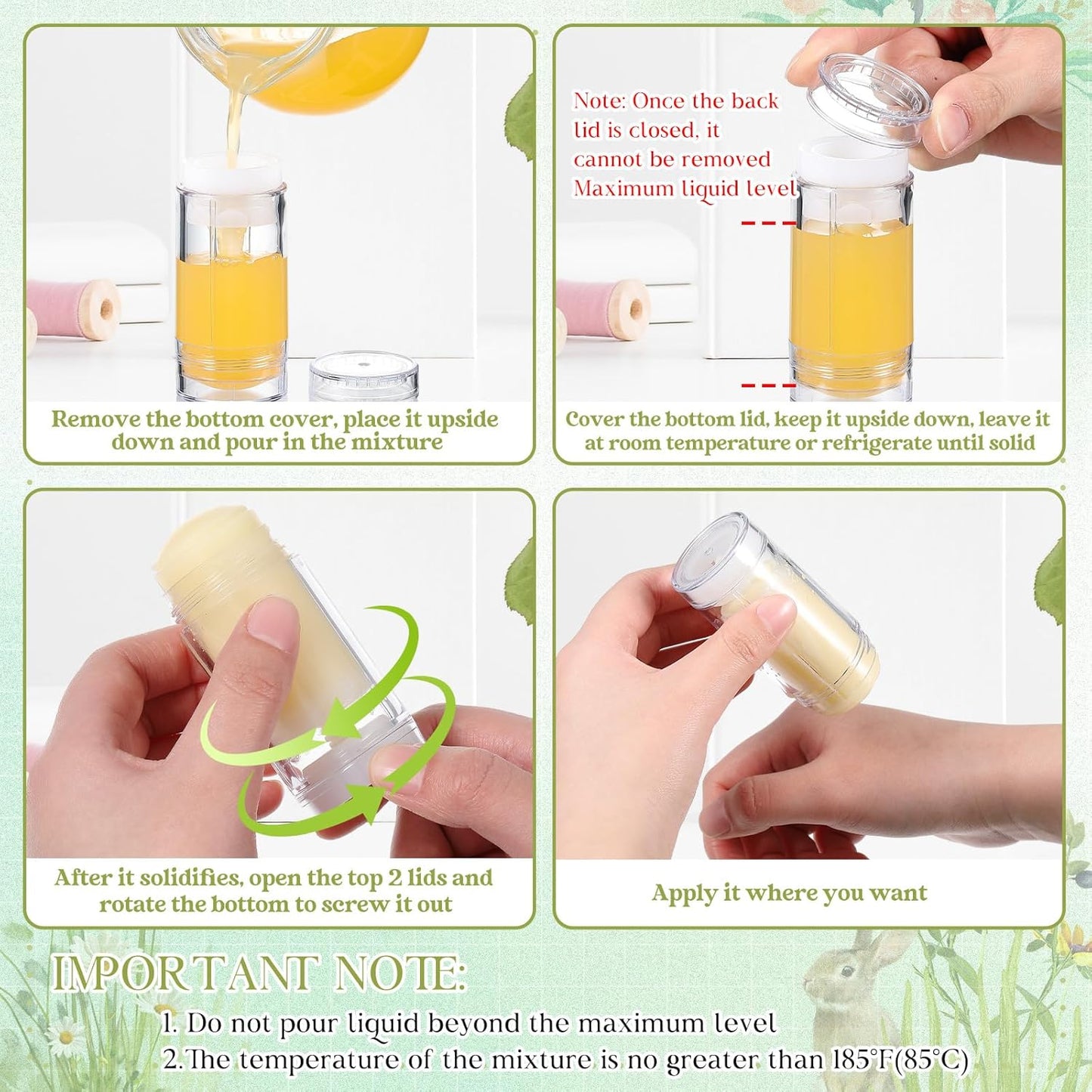 30 Pcs Empty Deodorant Containers Twist up Filling Stick Plastic Deodorant Container Refillable Bottles Bottomfill Round Lip Balm Tubes for Homemade DIY Lipstick Crayon(75 ml,Clear)