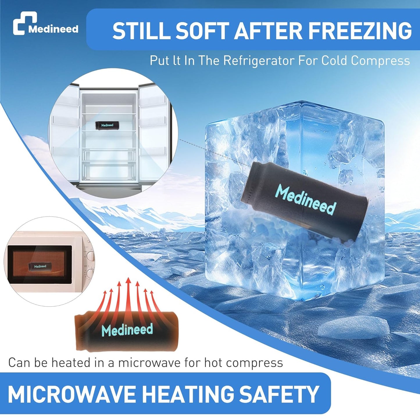 2PCS Finger Ice Pack & 2PCS Trigger Finger Splint, Thumb Splint & Sleeves Cold for Pain Relief, Reusable Compression Thumb Brace for Toe Injuries, Arthritis, Sprains (Black2+2)