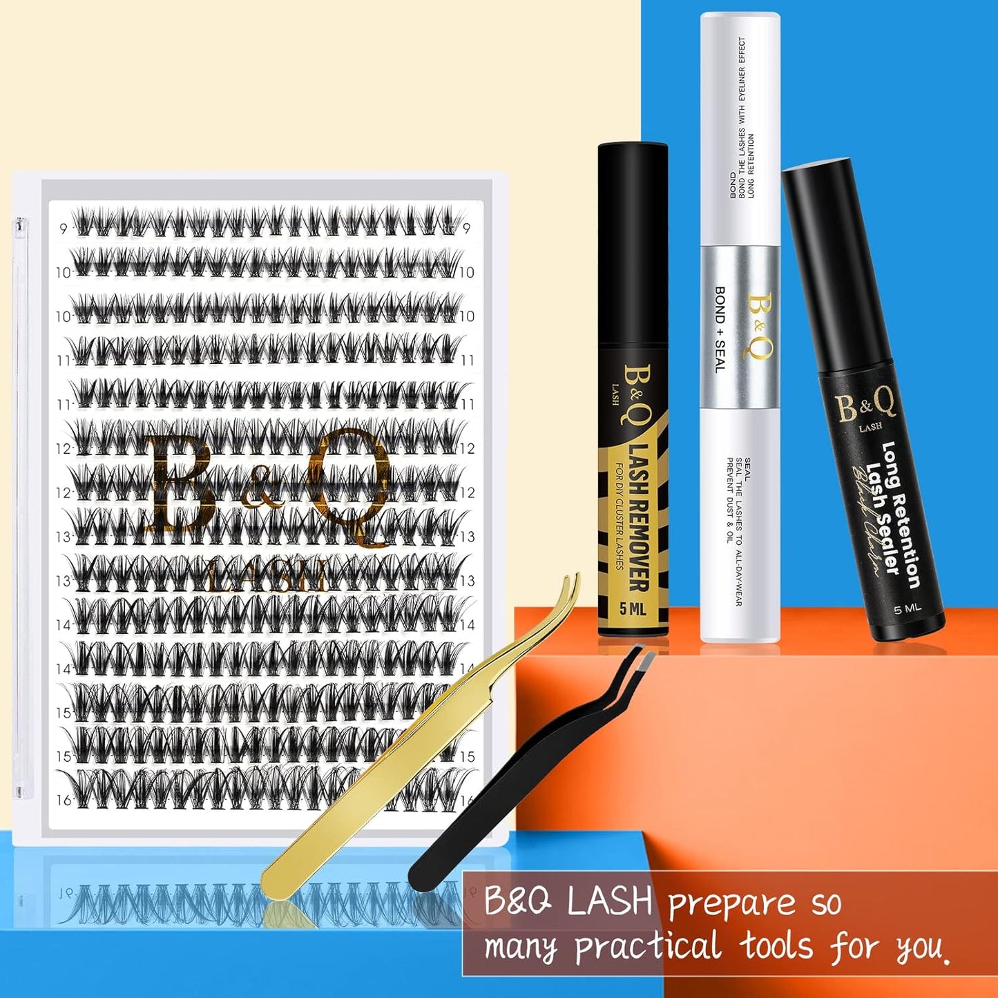B&Q Lash Clusters 40D-C-9-16MIX Individual Lashes 280 Clusters Manga Lashes False Eyelash Lash Clusters Extensions DIY Eyelash Extensions at Home (40D-C,9-16MIX)