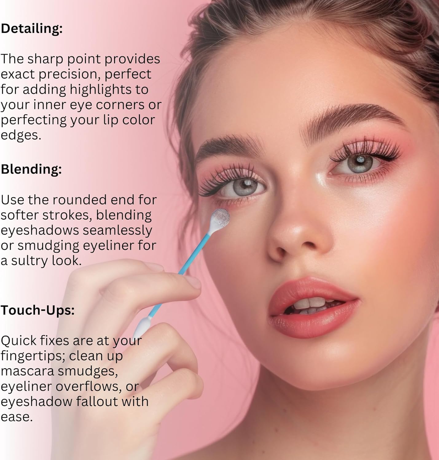 Fran Wilson EYE TEES COTTON TIPS 80 Count (2 PACK) - Precision Makeup Applicator, Double-sided Swabs with Pointed and Rounded Ends for Perfect Blending, Effective Cleaning and Precise Touch-ups