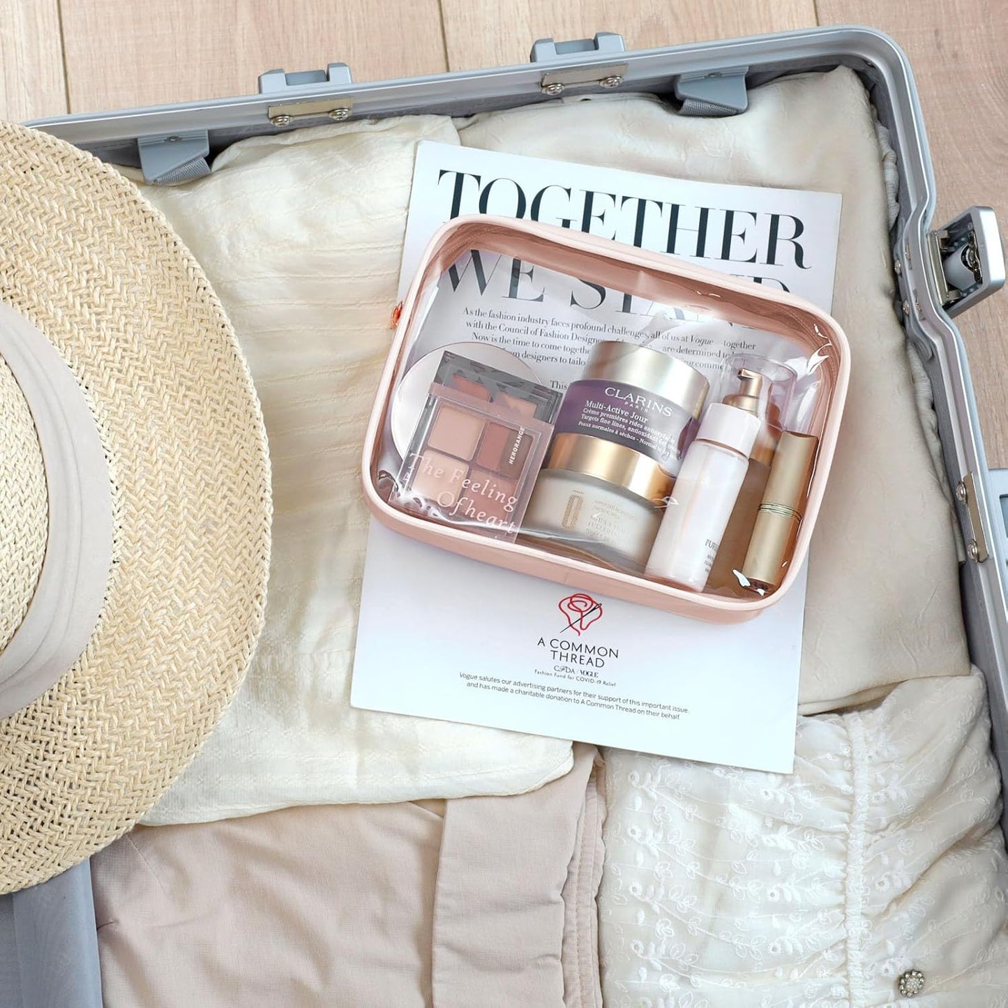 PACKISM TSA Approved Toiletry Bag - Clear Makeup Bag Waterproof Quart Size Bag, Travel Makeup Cosmetic Bag for Women, Carry on Airport Airline Compliant Bag, 3 Pack