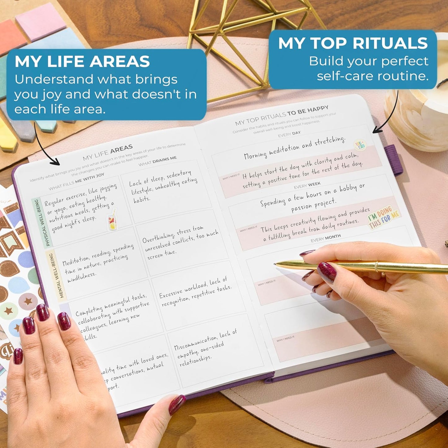 Clever Fox Happiness Notebook – Daily Positivity Journal for Women with Prompts & Positive Quotes – Affirmation & Self Esteem Gifts (Purple)