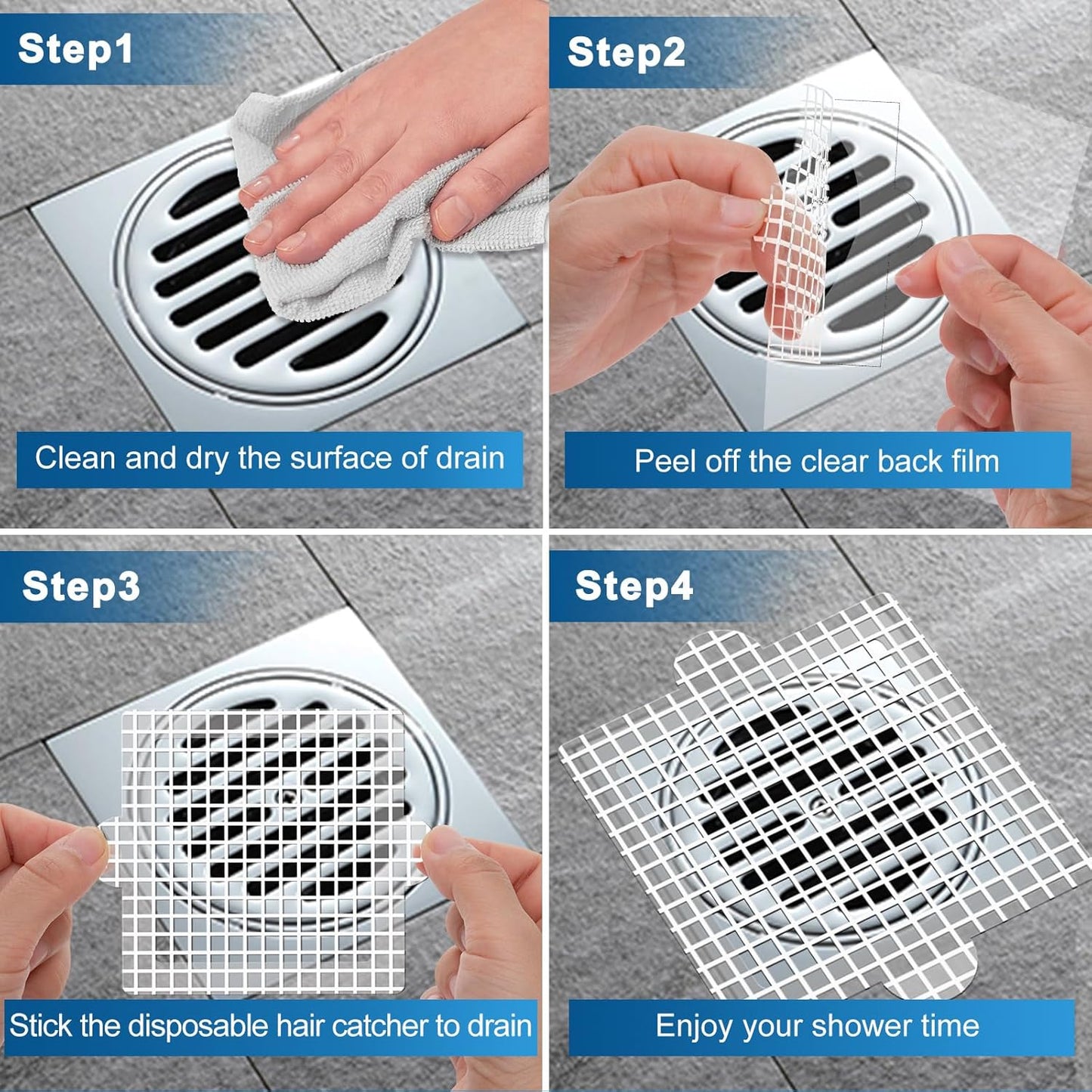 Disposable Shower Drain Hair Catcher, Shower Drain Cover Mesh Stickers, 25 Pack (4.1 Inch)