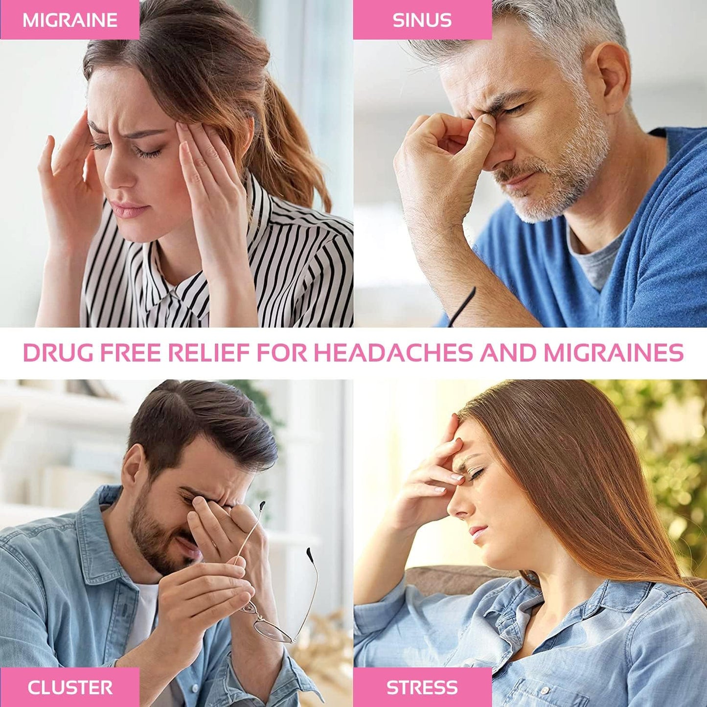 Migraine Relief Cap Ice Head Wrap Headache and Migraine Hat | Headache Relief with Hot/Cold Gel Head Ice Pack with Face and Eye Headache Mask Compress, Pink