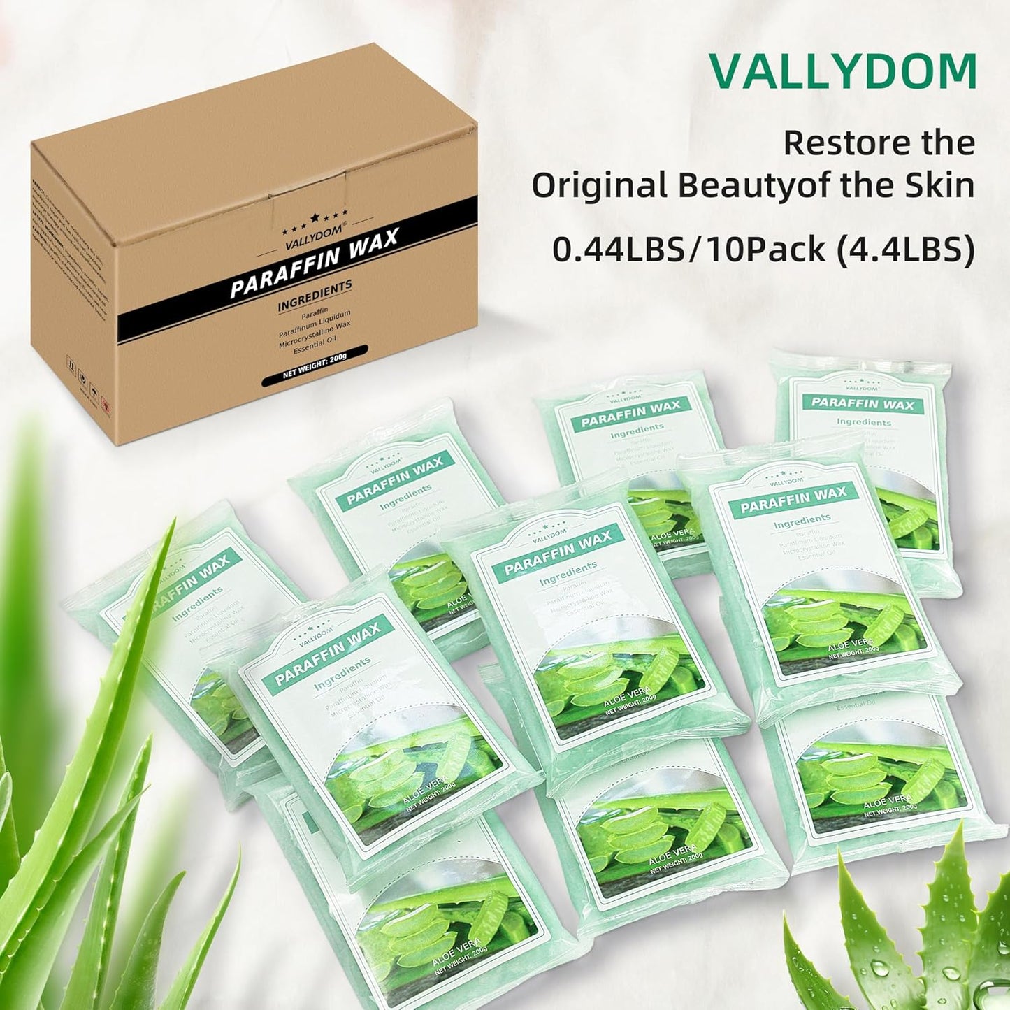 Paraffin Wax Refills, 10 Pack 200g Aloe Vera Scented Paraffin Wax Blocks for Paraffin Bath, Paraffin Wax Machine Refills for Hand Feet Dry Skin,Rrelieves muscle fatigue, Hydration and nourish