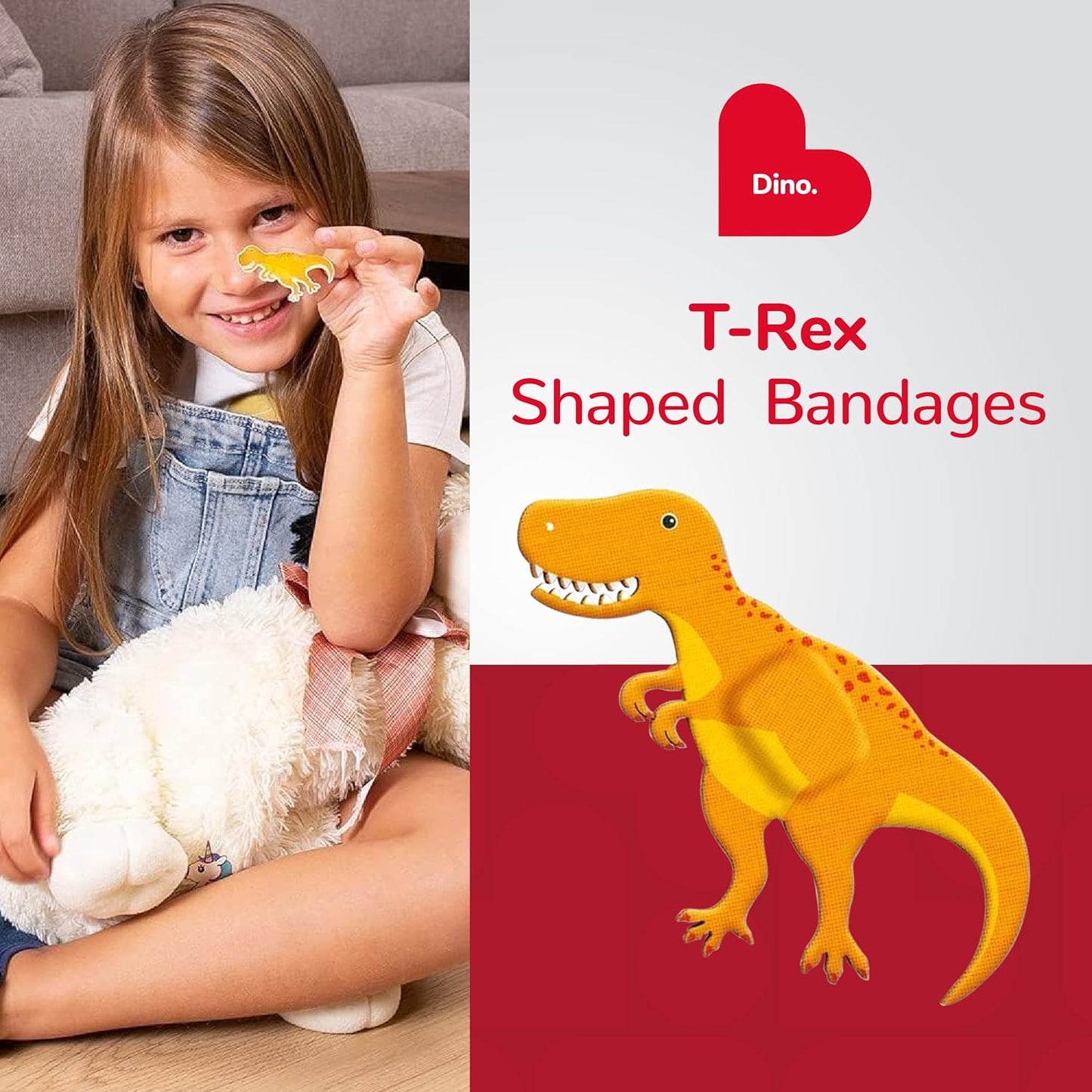 BioSwiss Kids Bandages, Dinosaur Shaped Self Adhesive Bandage Set, Latex Free, Sterile Wound Care, 24 Count
