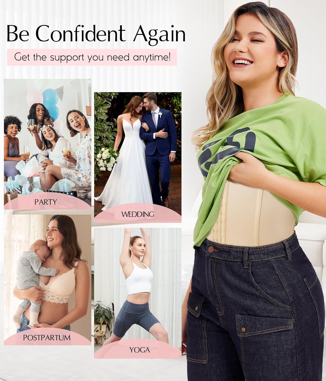 MERYOSZ Waist Trainer Corset Zipper Tummy Control Shapewear Breathable Waist Cincher for Women Body Shaper Sport Girdle