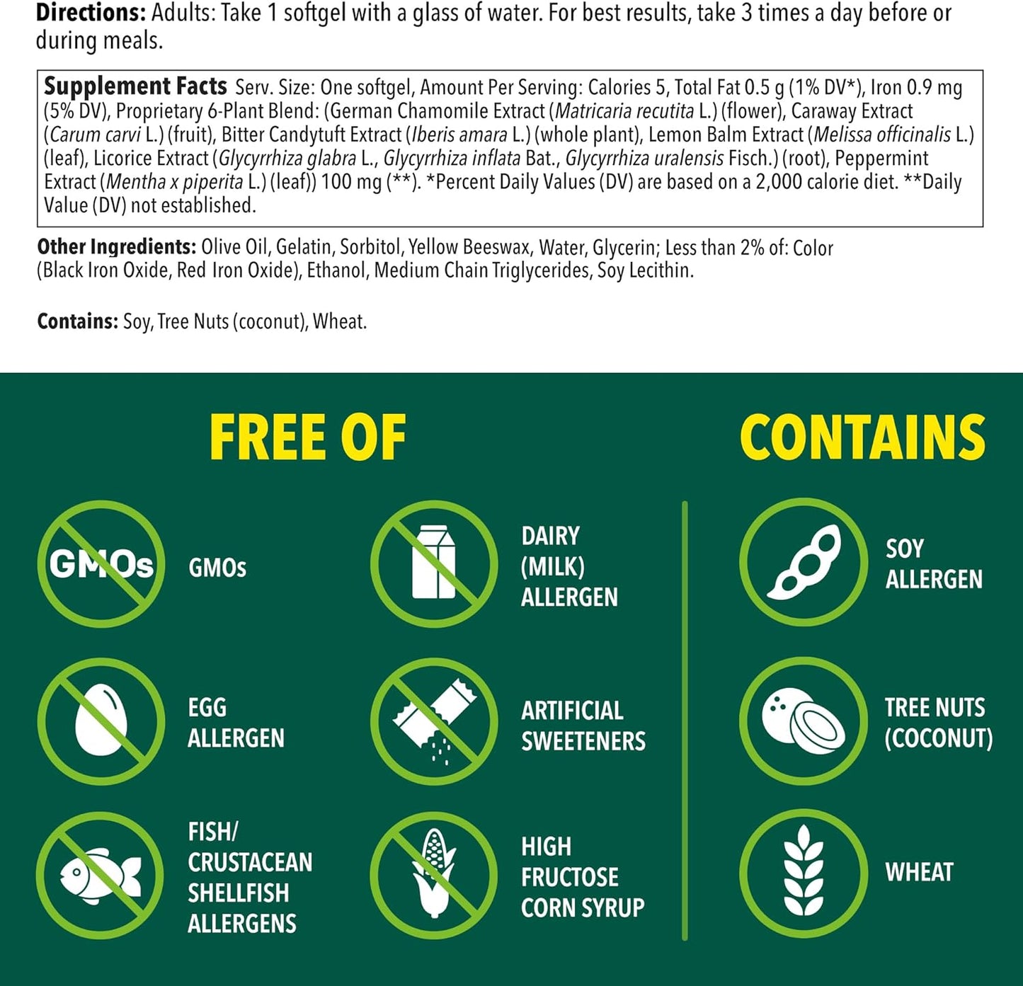 Iberogast Softgels, Herbal Relief of Stomach Upsets: Occasional Indigestion, Bloating, Gas, Nausea, Upset Stomach; 6-Herb Blend with Iberis Amara, Peppermint, Licorice, Lemon Balm; 30ct