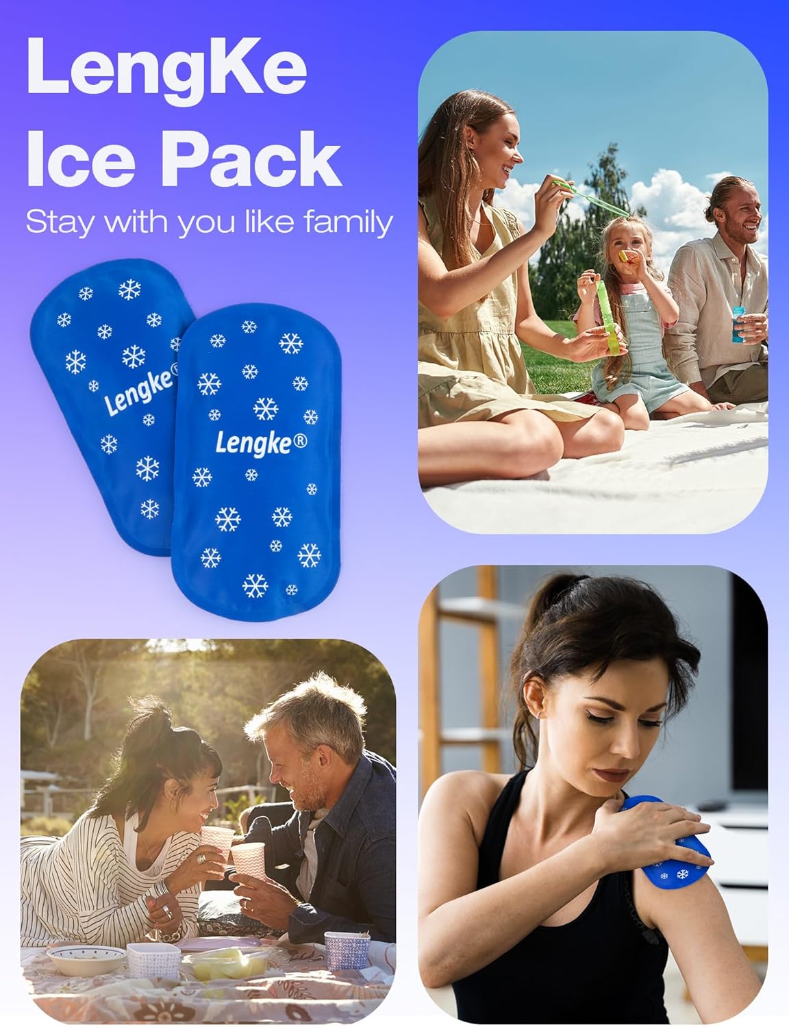 4PCS Large Ice Packs for Insulin Cooler Travel Case TSA Approved160g,Sutiable for Most Insulin Cooler Travel Case,Reusable Ice Pack by Leng Ke