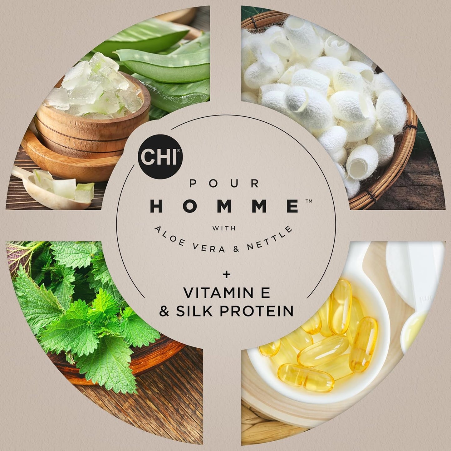 CHI Pour Homme Pomade for Men, Light Hold Hair Product For Medium Shine & Polished Styles, Made With Aloe Vera & Nettle, Fresh, Woody Scent, 6 oz