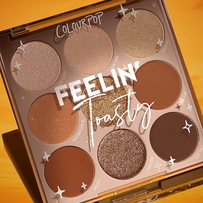 ColourPop Eyeshadow Palette - Eye Makeup Palette with Matte, Metallic, Matte Sparkle & Glitter Finishes - High-Pigment Eye Makeup with a Long-Wearing Formula - Feelin' Toasty (0.3 oz)