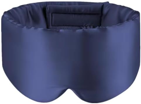 100% Mulberry Silk Sleep Mask, Large Adjustable Eye Cover for Sleeping, Comfortable, Pressure-Free and Breathable Sleeping Masks for Women Men - DarkBlue