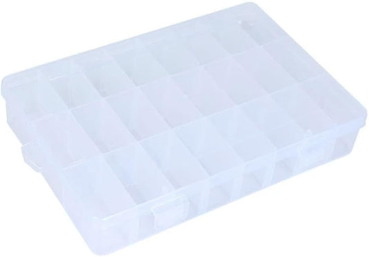 2Pcs Clear Visible Plastic Storage Box- Rectangular Storage Box, Suitable For Beads, Screws Hardware Accessories Organizer Box Art DIY, Crafts, Jewelry, Fishing Tackle, With Label Stickers (24Grids )