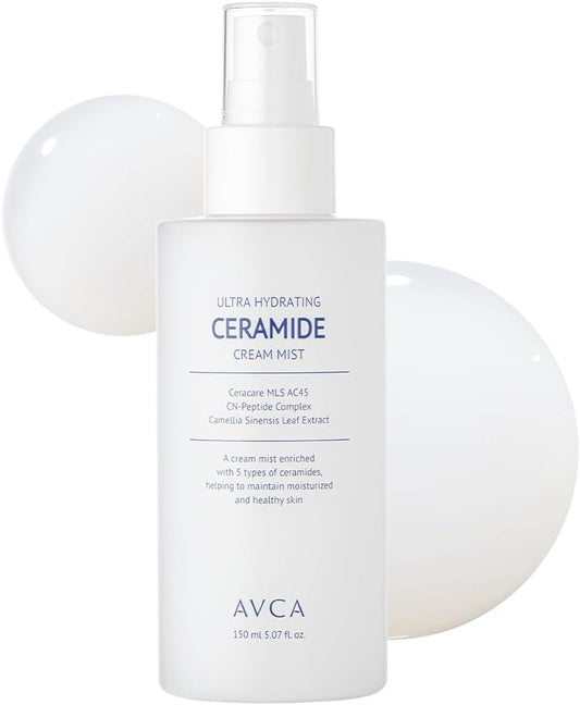 AVCA Ultra Hydrating Ceramide Cream Mist – Milky Face Mist with 5 Ceramides for Deep Moisture, Soothing & Dewy Glow, Lightweight Hydrating Facial Spray for All Skin Types (5.07 fl oz)