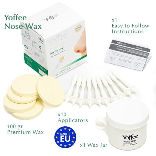 Original Yoffee Nose Wax Kit Men & Women - Natural Bio-Beeswax & Aloe Vera Made Nose Waxing Kit for Men - Nose Hair Wax - Nostril Waxing kit - 10 Reusable Nose Wax Sticks - Easy, Quick & Painless