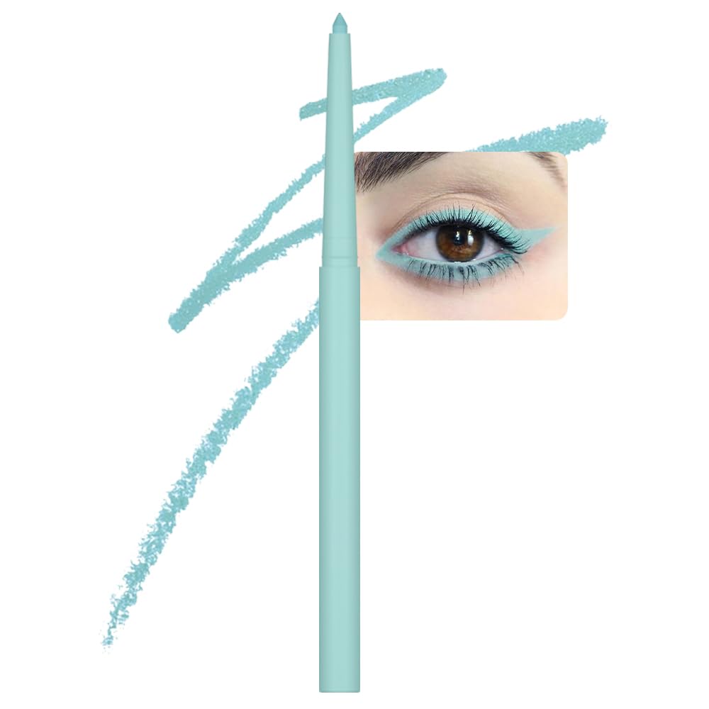 evpct Teal Eyeliner Pencils for Eyes, Light Green Matte Colored Eye Liner Pencil Makeup Waterproof Smudge Proof, Colored Gel Waterline Eyeliner Liquid, Face Eye Paint Stick Lipstick Halloween Makeup 6