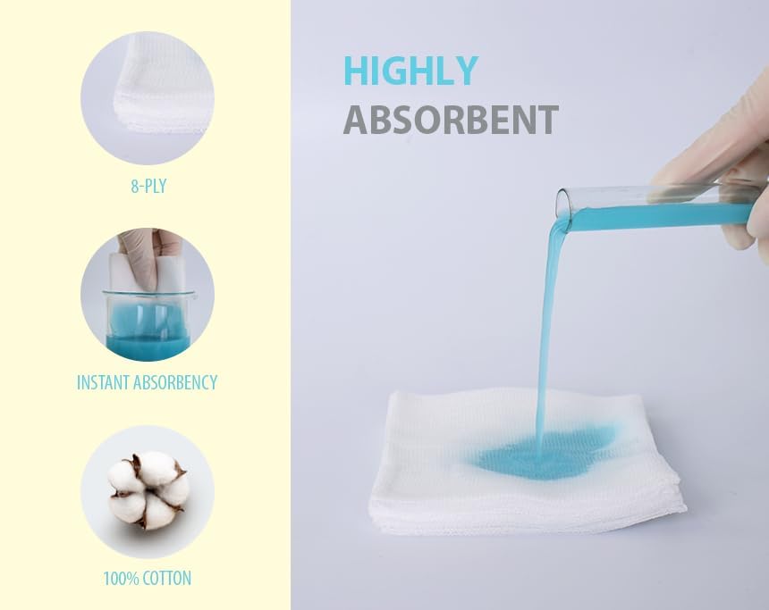 Medical-Grade Sterile Gauze 3x3in - 5 Pads per Pack (20 Packs per Box, 100 Pads Total) - Sterile & Sealed Packaging for First Aid & Wound Care