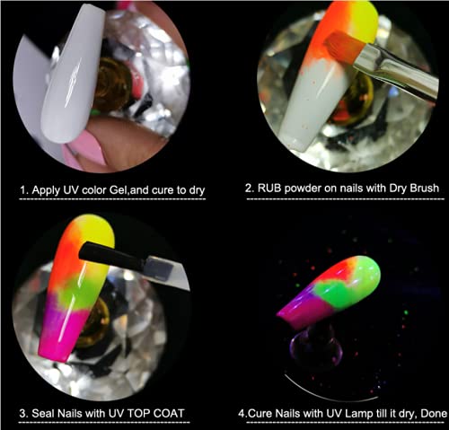 Neon Phosphor Pigment Powder Set Fluorescent Nail Glitter Eye Powder Manicure Decoration Nail Art Dust Pigment Paillettes