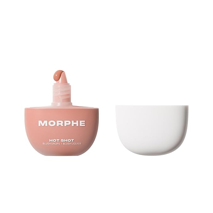 Morphe Hot Shot Blush Drops - Hydrating, Buildable Liquid Blush for Cheeks with Niacinamide and Antioxidants- Buildable, Waterweight Formula for a Natural Finish - Natural Heat (0.5 Fl Oz)