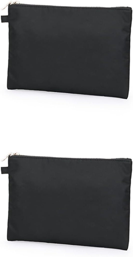 Zipper Pouch Storage Bag Simple and Stylish Women's Cosmetic and Travel Bag (Black-nylon-2)